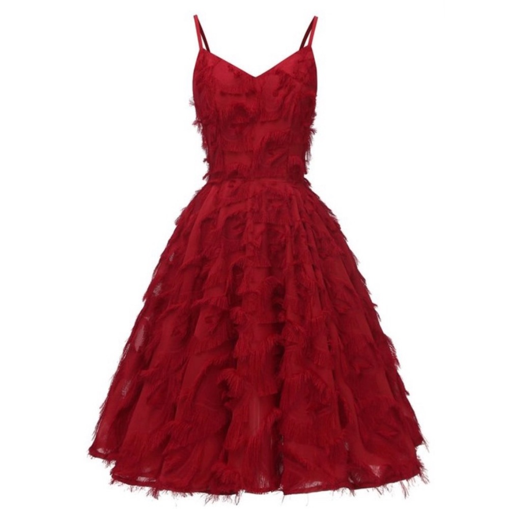 Red Fringe Holiday / Party Dress